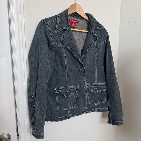 Vintage denim coat with unique buttons and stitching punk y2k grunge M - Picture 2 of 7